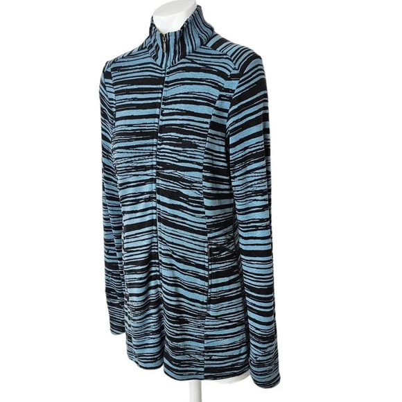 Ibex Womens Juliet Zip Up Tunic Sweater Size Small Blue Black Wool Pockets - Picture 3 of 7